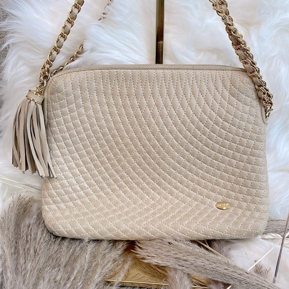 EUC Bally - Vintage Cream Diamond Quilted Leather Convertible Shoulder Purse‌‌ - Picture 2 of 11